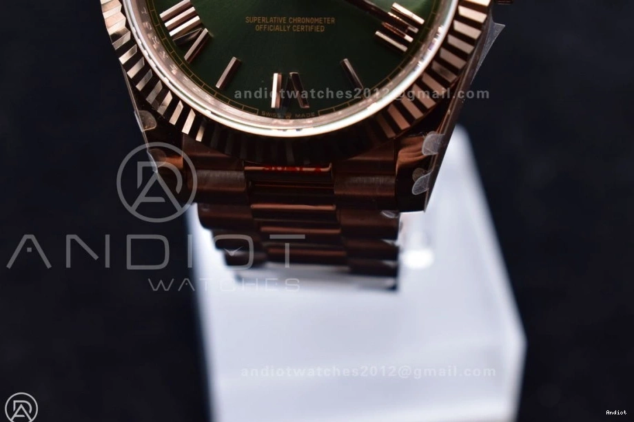 Steel Roman Markers Green on Bracelet DayDate V2 GMF Tungsten 40 RG A2836 Dial President 904L Weighted 1116